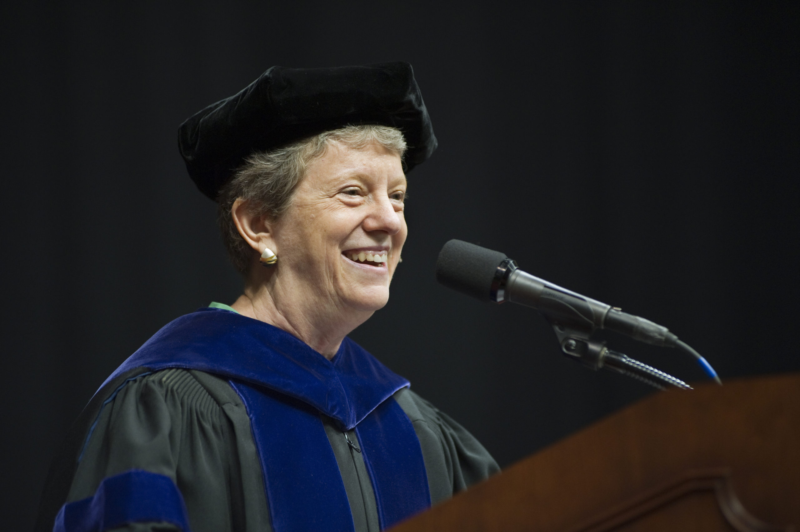 Dean Emily Spieler lauded graduates for their hard work through co-ops that took them to 28 states and 13 countries.