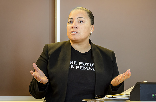 In her keynote address, Rachael Rollins 97, newly elected district attorney for Suffolk County, emphasized the need for district attorneys and other members of the legal system to meaningfully collaborate with advocates and community organizations.