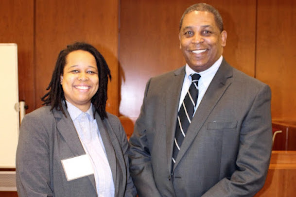 Mariah Wilkins 21and Judge Donald Cabell ’91, US District Court for the District of Massachusetts