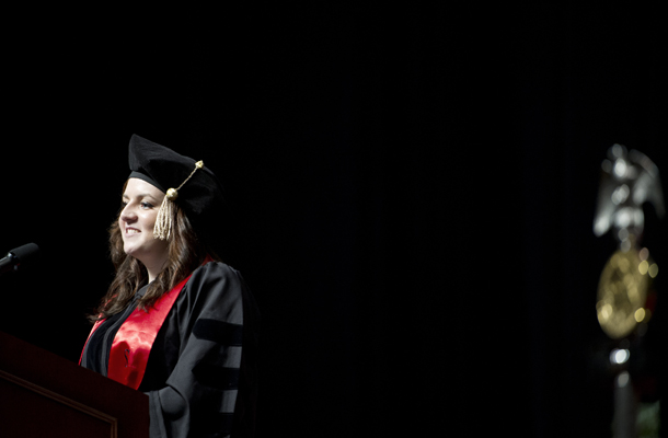 Deirdre Foley 14, was one of four student speakers during this years School of Law commencement ceremony.
