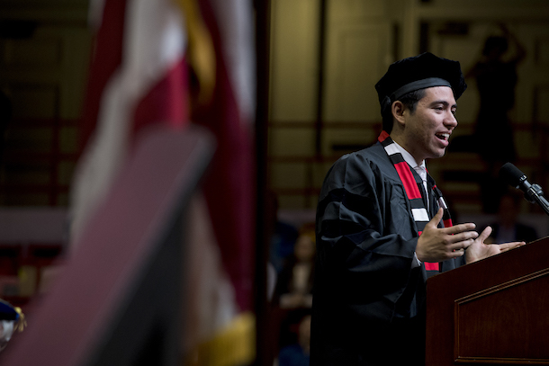 “If we’re going to be the lawyers that change the law and change the world, we also need to know how to change ourselves,” Richard Raya ’19 told his classmates. “We need to step outside what’s easy to do and find what’s right to do.”