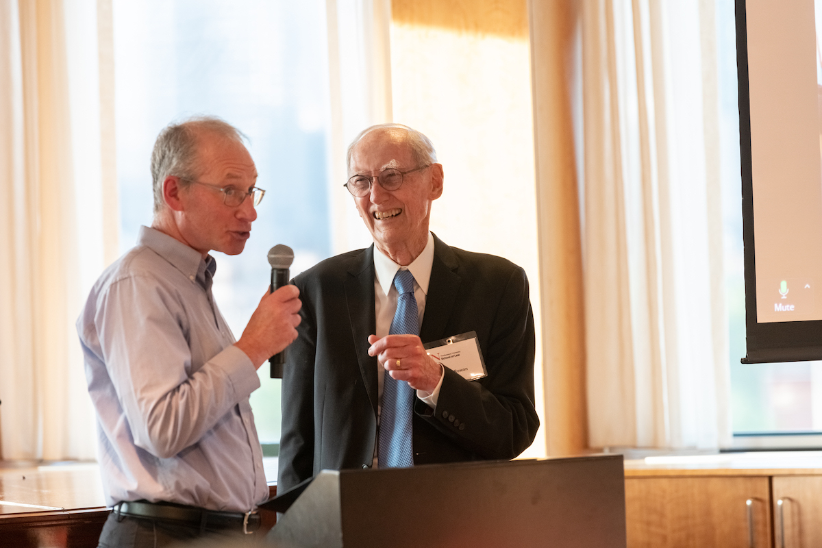 Russell Engler (left) and Professor Jim Rowan