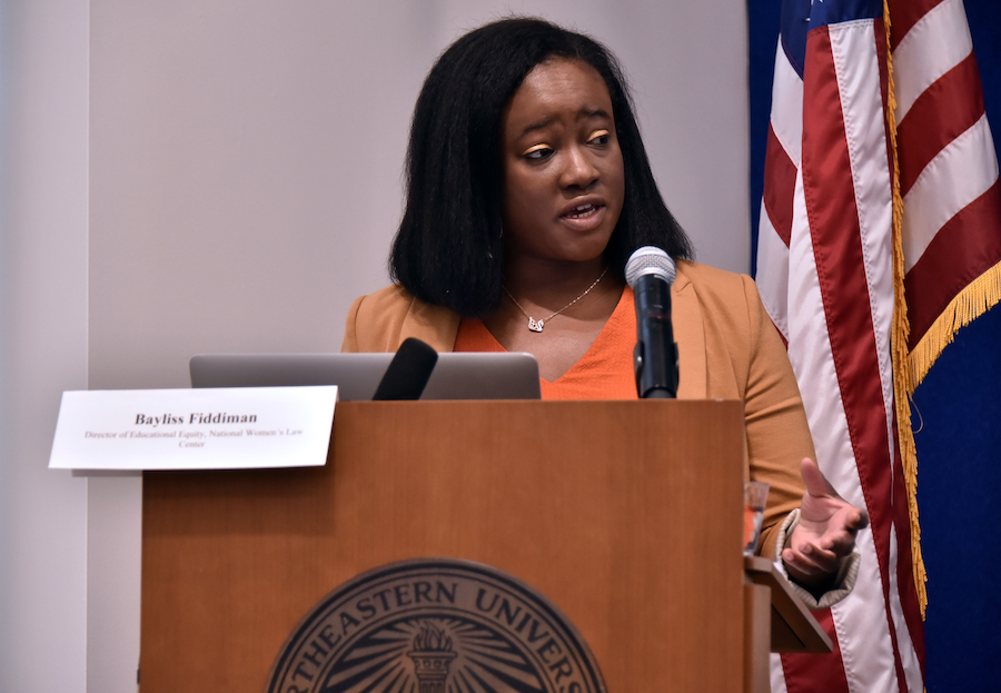 Bayliss Fiddiman ’13, director of educational equity at the National Women’s Law Center, moderated a panel titled ”Family History, U.S. History”