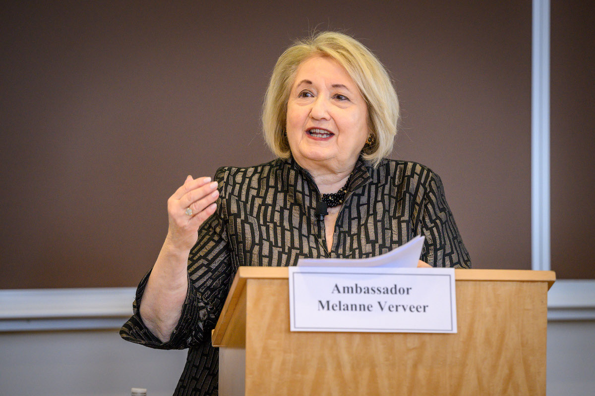 Melanne Verveer, executive director of Georgetown University’s Institute for Women, Peace and Security and former US Ambassador-at-Large for Global Women’s Issues, delivers a special presentation