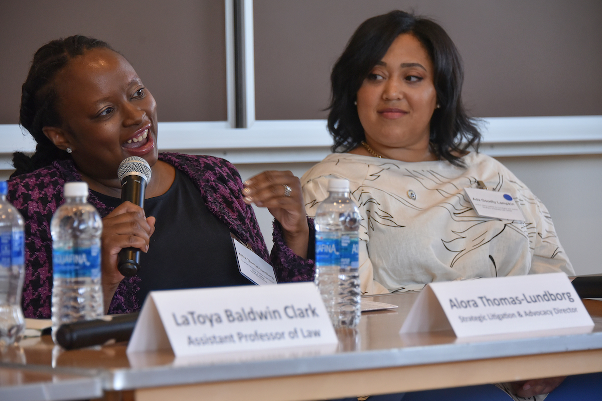 Left to right: LaToya Baldwin Clark, Assistant Professor of Law, Critical Race Studies Program, UCLA Law School; Ada Goodly. Lampkin Director, Louis A. Berry Institute for Civil Rights and Justice, Southern University Law Center