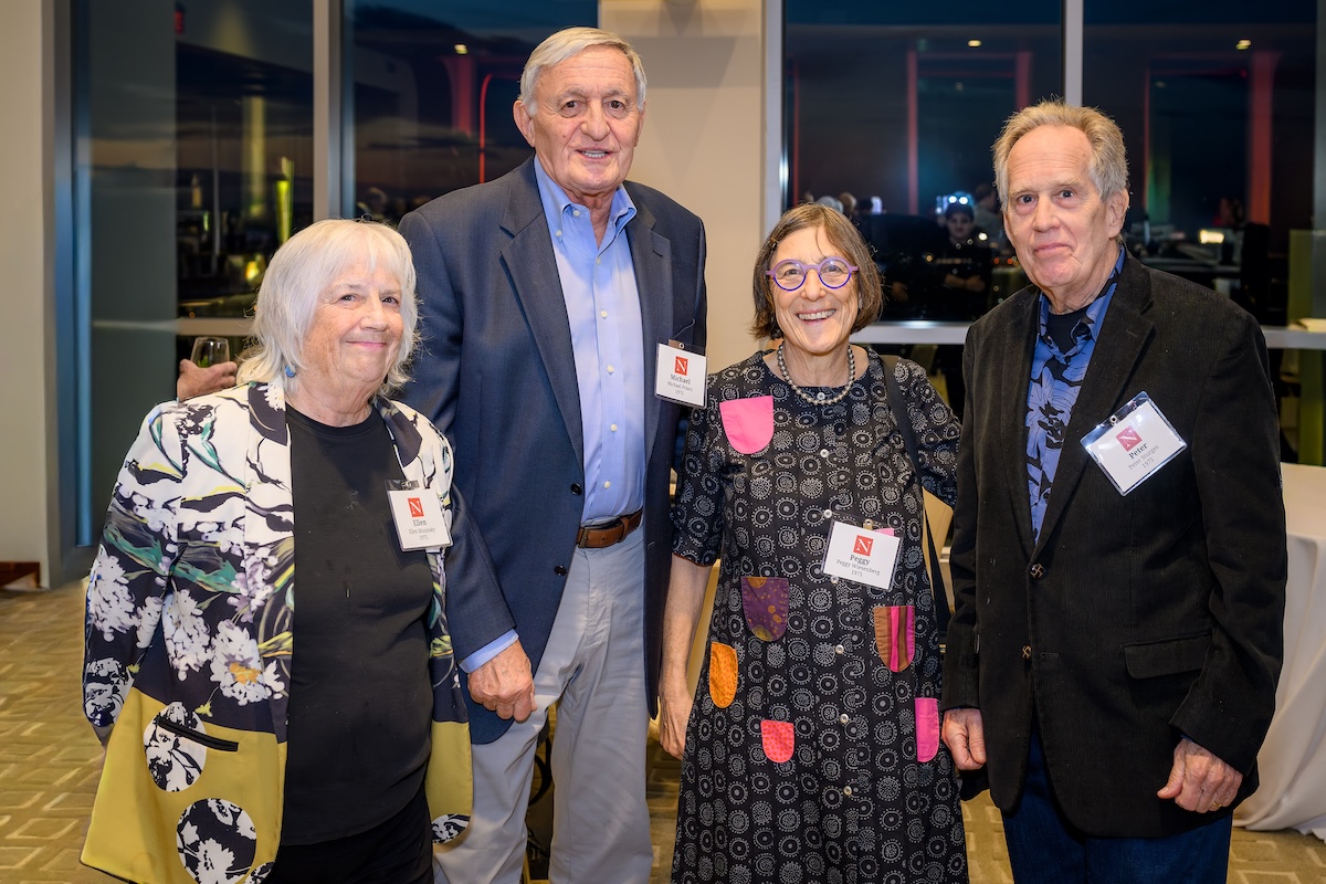 Left to right: Ellen Musinsky ’75, Michael Princi ’75, Peggy Weisenberg ’75 and Pete Sturges ’75