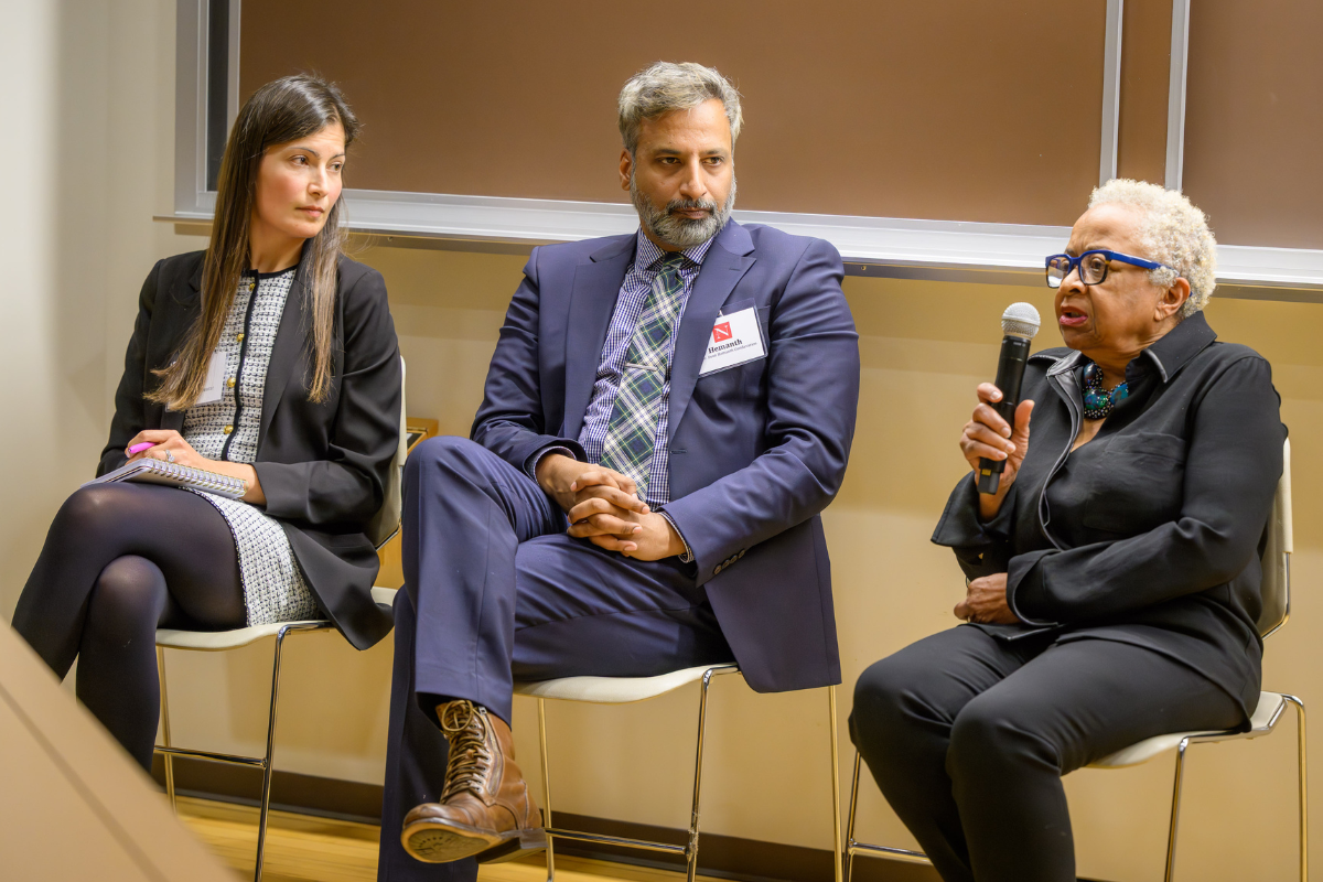 Left to right: Professors Hayat Bearat, Hemanth Gundavaram and Margaret Burnham
