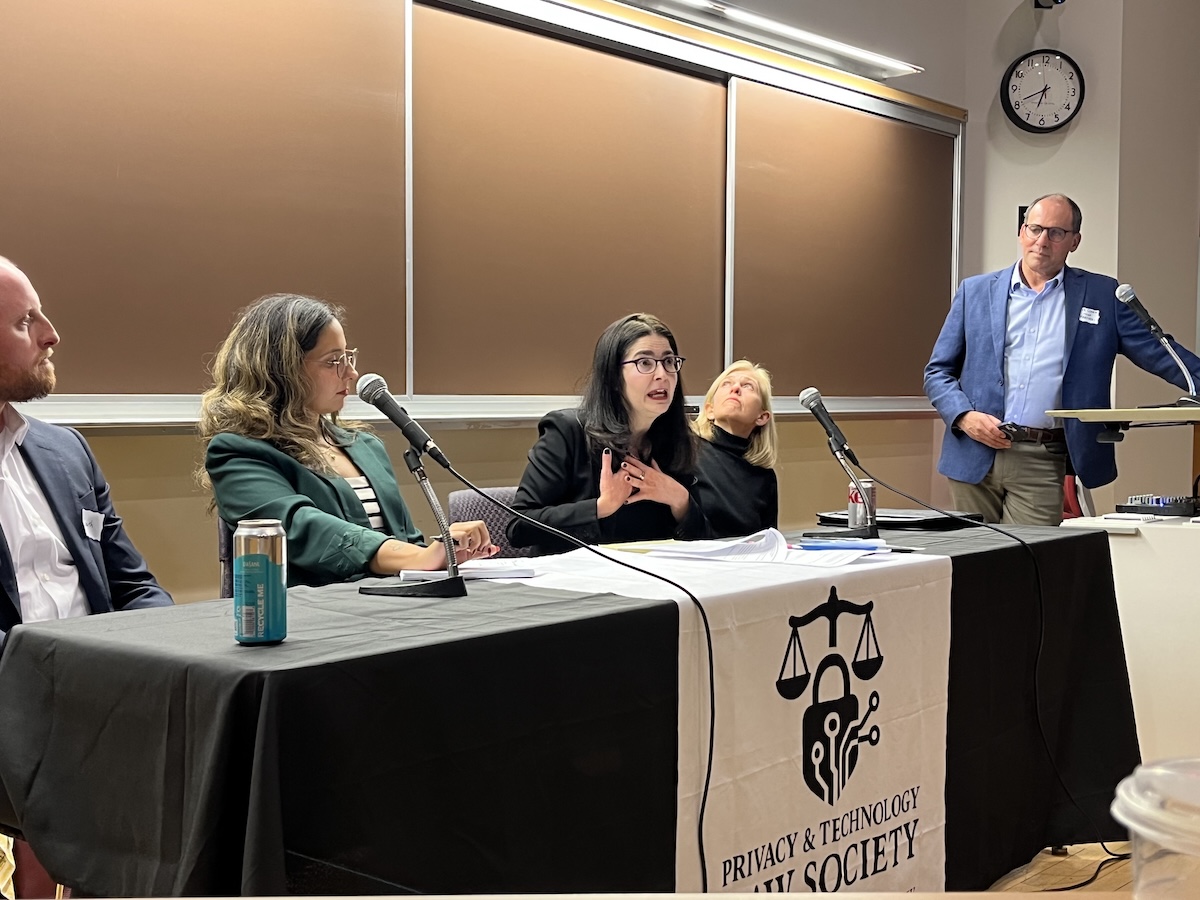 Left to right: Garth Davis, privacy counsel at Headspace; Dayle Duran,  senior counsel, privacy security and AI at ŌURA;  Faith D. Kasparian, partner at Morse Law; Julia Jacobson, partner in Squire Patton Boggs' data privacy, cybersecurity an digital assets practice; and Dave Cohen, director at Myna Partners. 